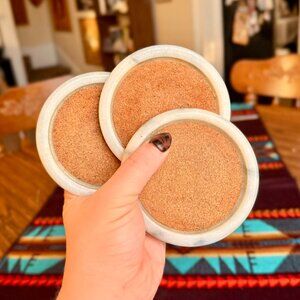 Set of 3 Vintage Mid-Century Modern Marble Stone Coasters